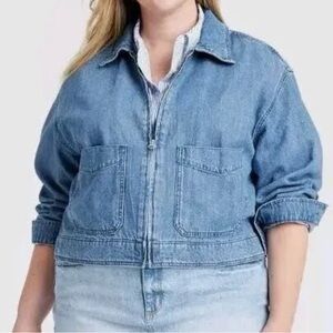 Universal Thread Women's Denim Cargo Jacket Medium Wash size S